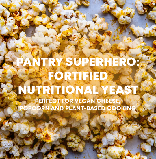 fortified nutritional yeast canada, vegan cheese, popcorn and plant-based cooking